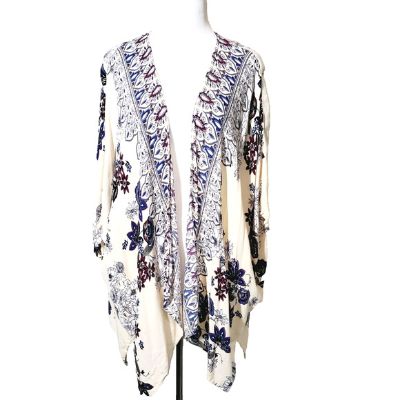 ANGIE Womens Small Top Kimono Cover-Up Bohemian Layering Printed Hippie Festival - Picture 1 of 6